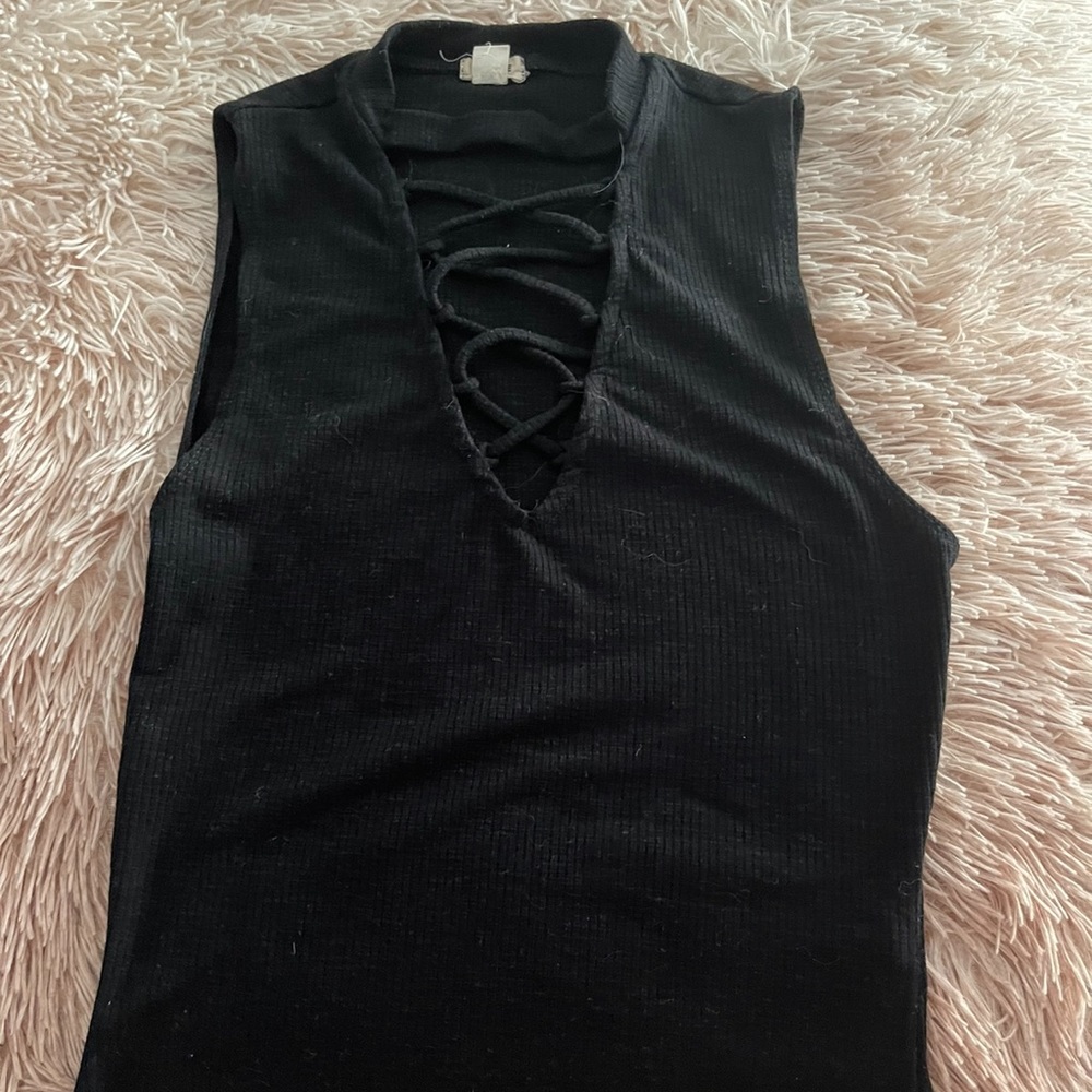 Garage Black Criss Cross Tank